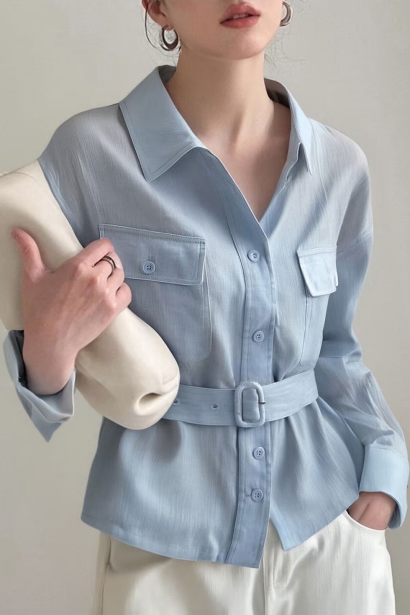 Flax slim loose work clothing fashion Casual simple shirt