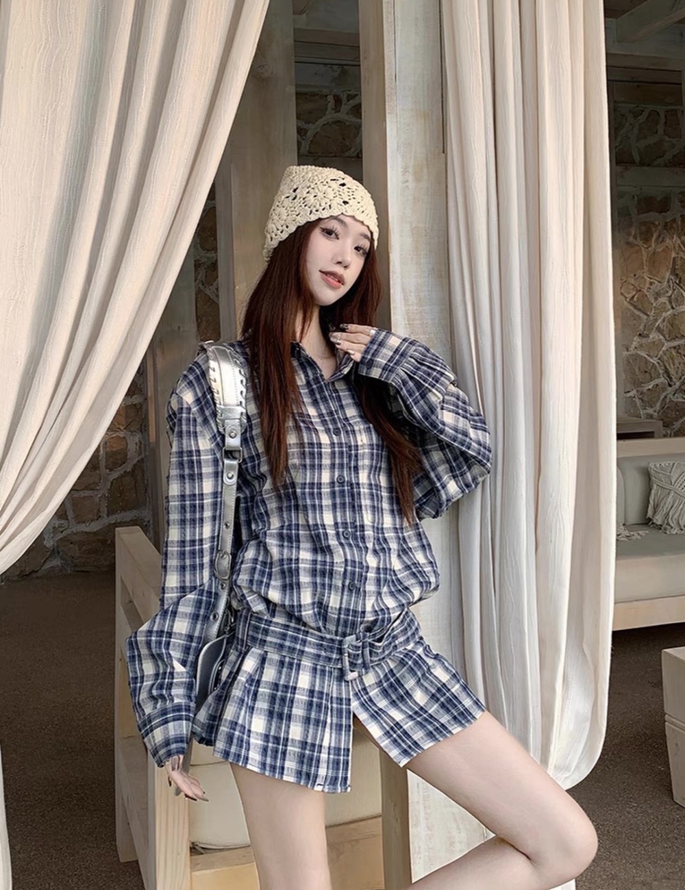 Spicegirl loose Casual shirt bandage slim cardigan for women