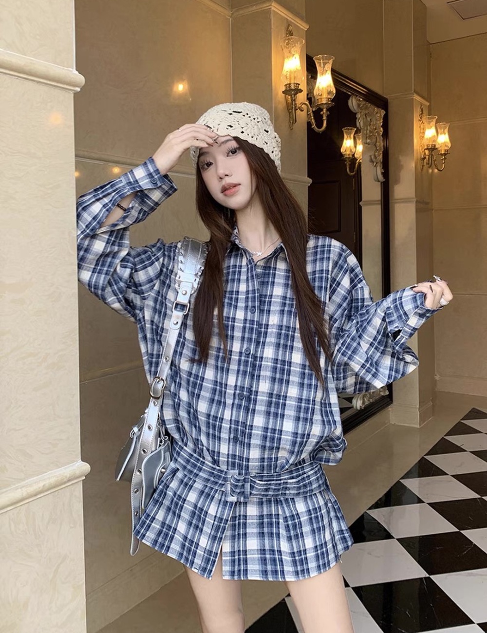 Spicegirl loose Casual shirt bandage slim cardigan for women
