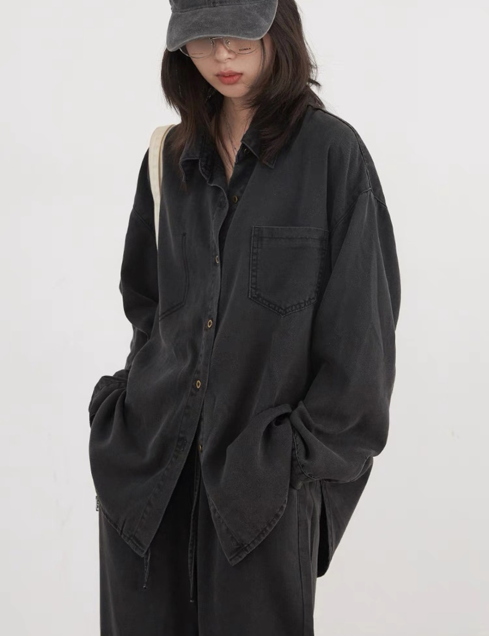 Mopping wide leg pants Korean style shirt 2pcs set for women