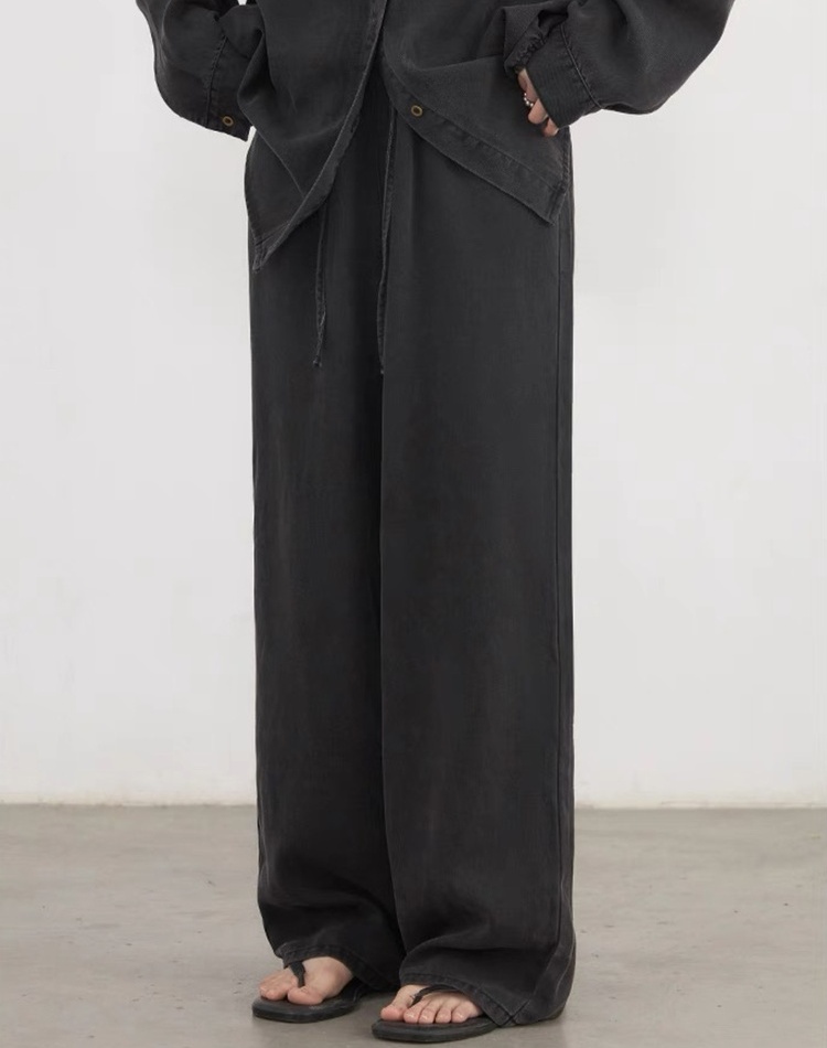 Mopping wide leg pants Korean style shirt 2pcs set for women
