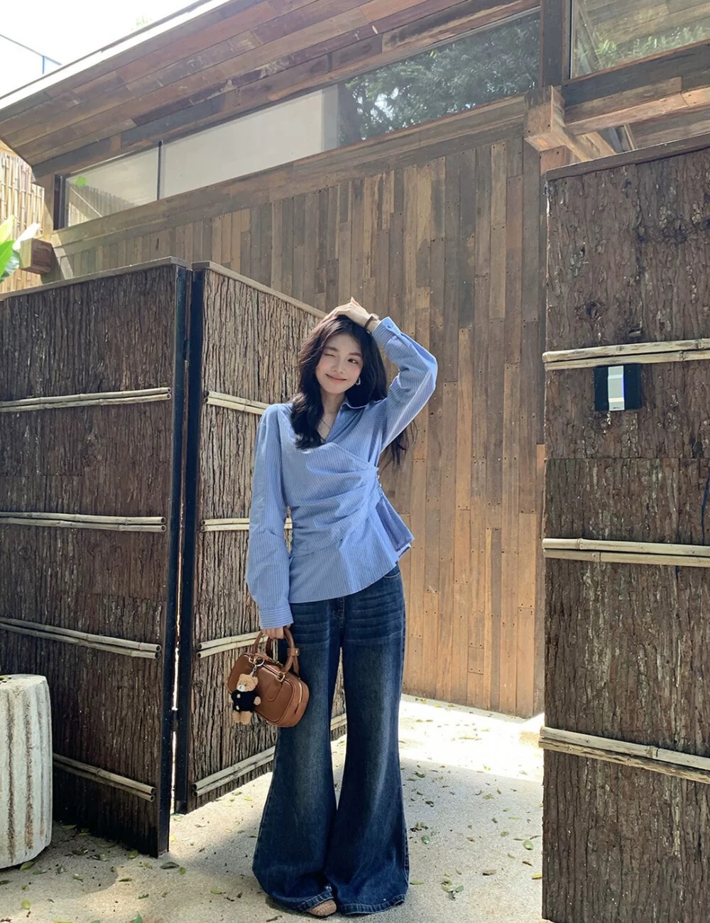 Irregular long sleeve unique temperament shirt for women