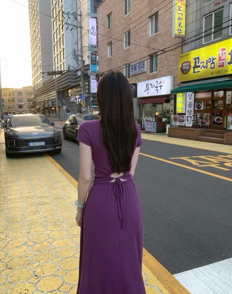 V-neck lazy T-shirt temperament skirt 2pcs set for women