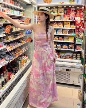 Retro wrapped chest dress halter long dress for women