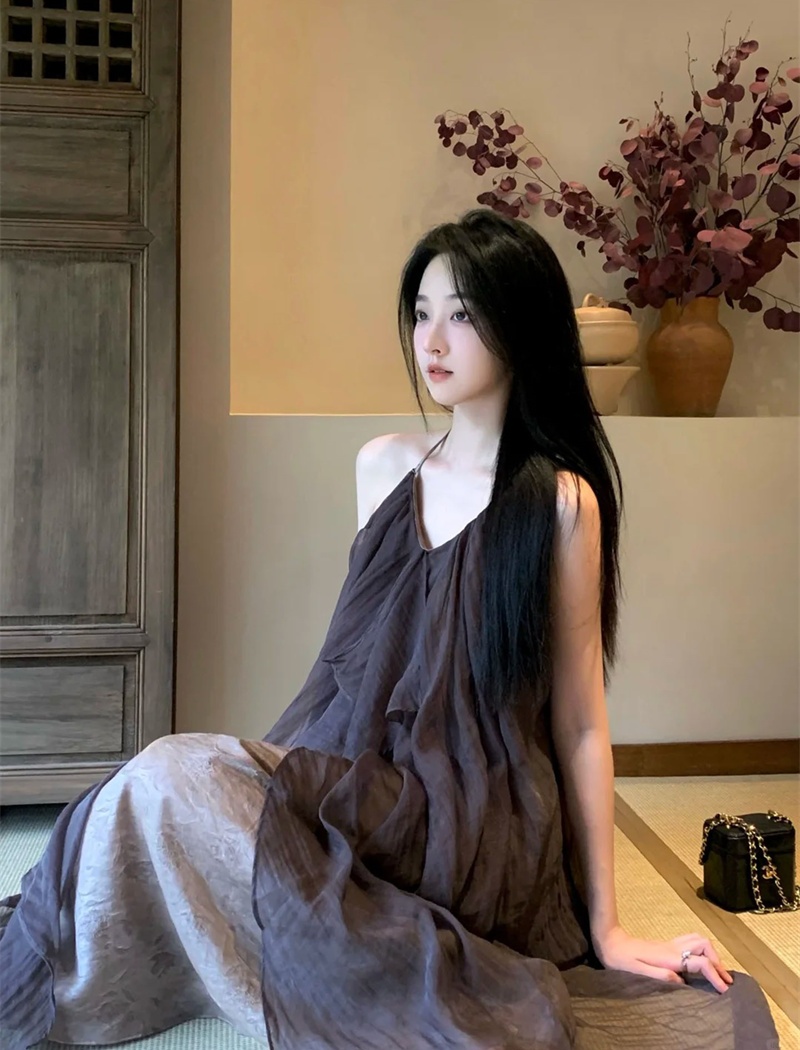 France style fashionable long dress sling dress for women