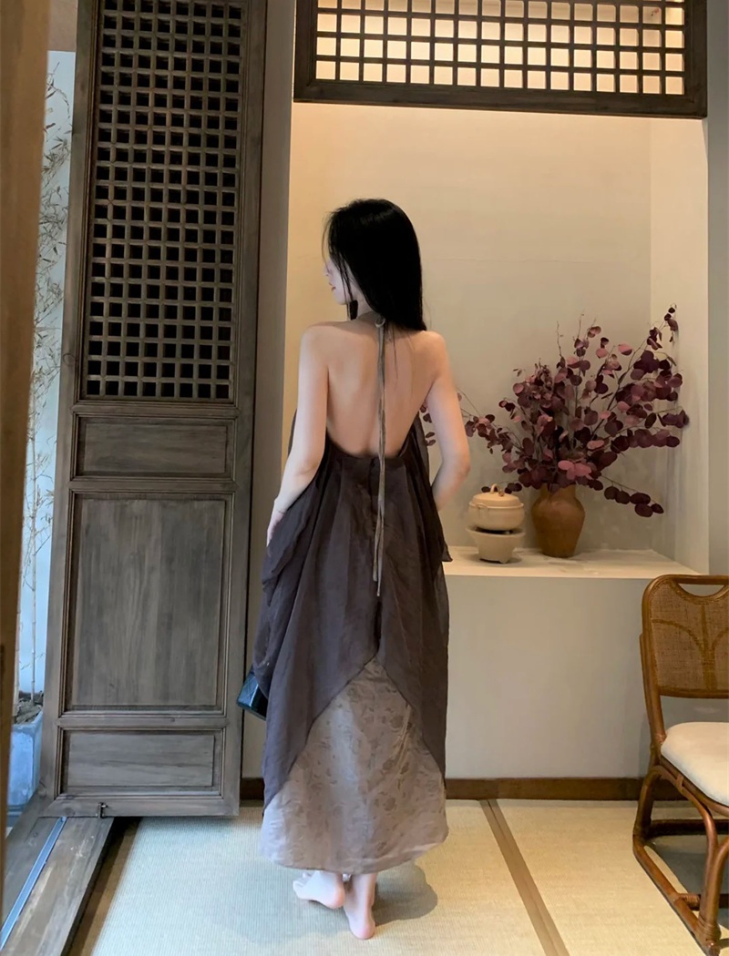 France style fashionable long dress sling dress for women