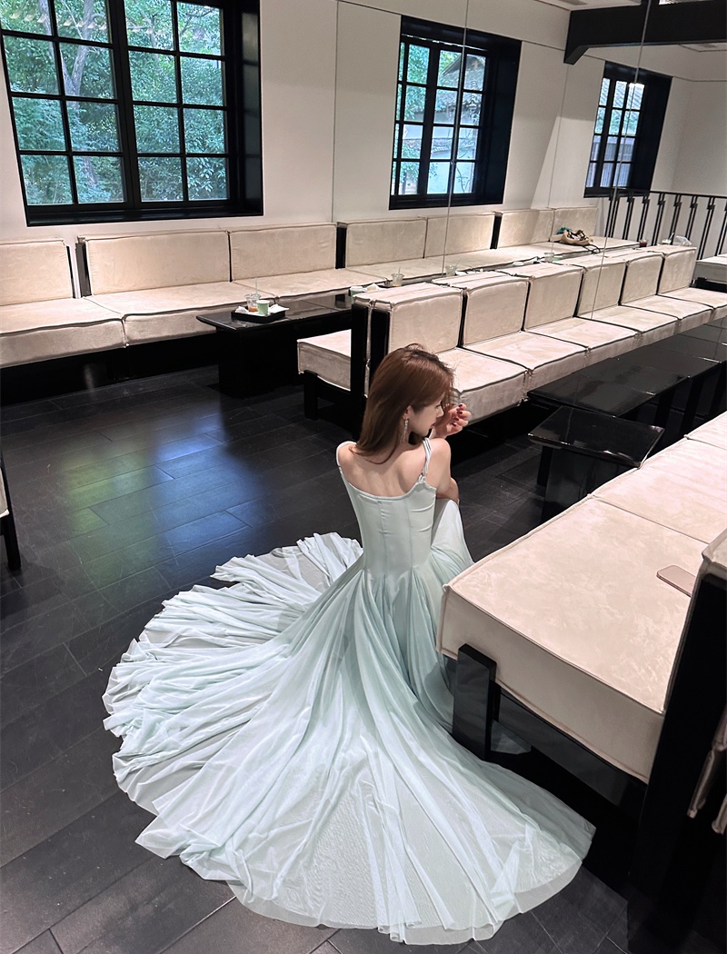 Chain gauze big skirt long sling summer dress for women