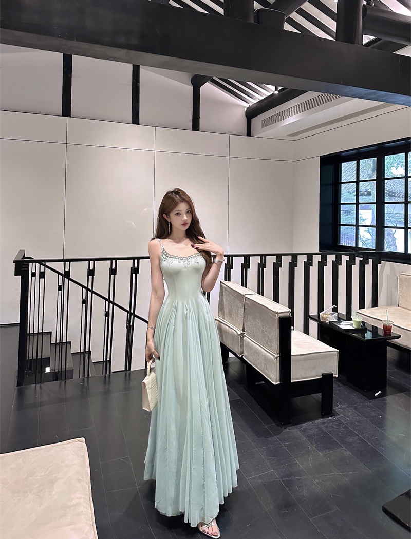 Chain gauze big skirt long sling summer dress for women