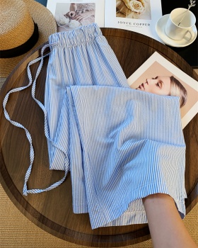 Blue Casual mopping summer wide leg pants for women