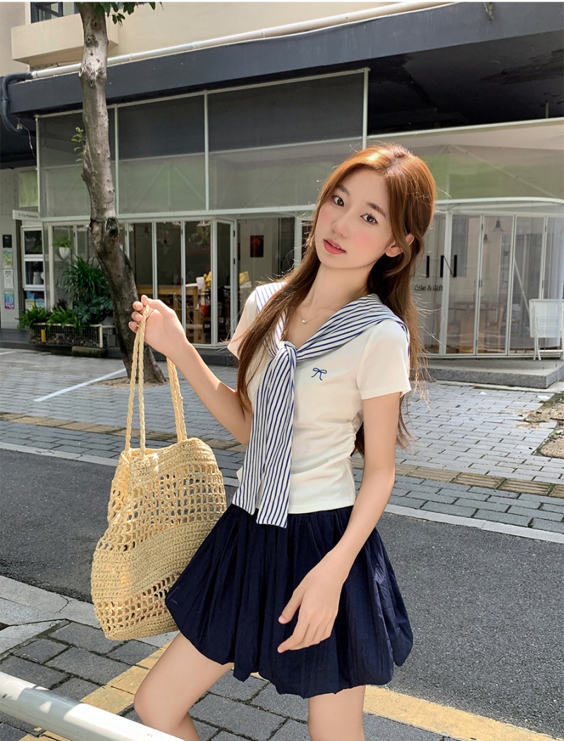 Short short sleeve tops Korean style T-shirt for women