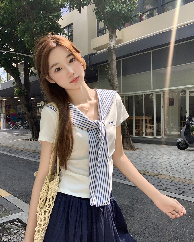 Short short sleeve tops Korean style T-shirt for women