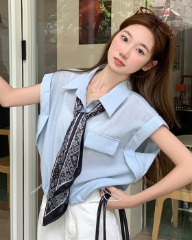 White summer unique shirt temperament France style tops