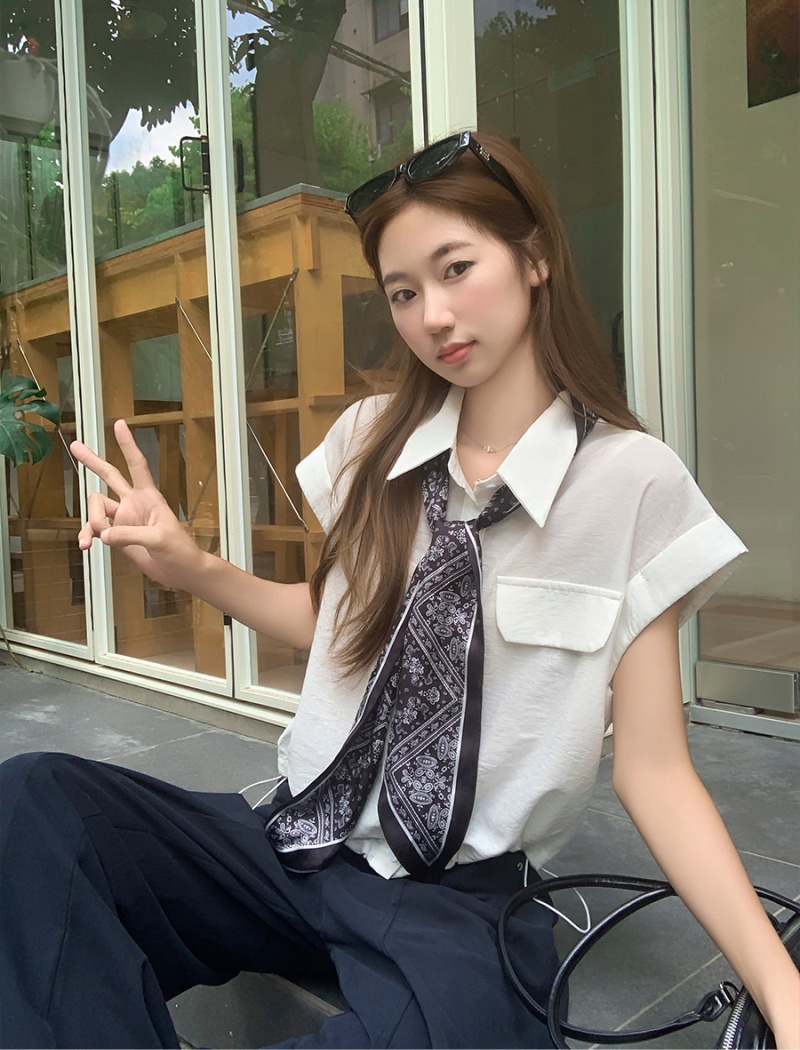 White summer unique shirt temperament France style tops