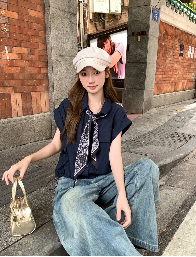 White summer unique shirt temperament France style tops