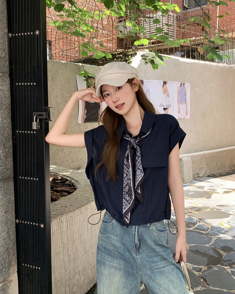 White summer unique shirt temperament France style tops