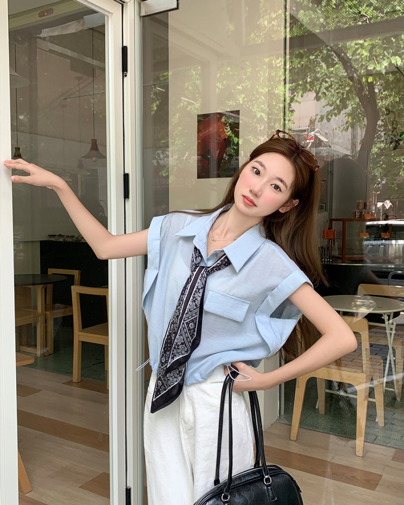 White summer unique shirt temperament France style tops