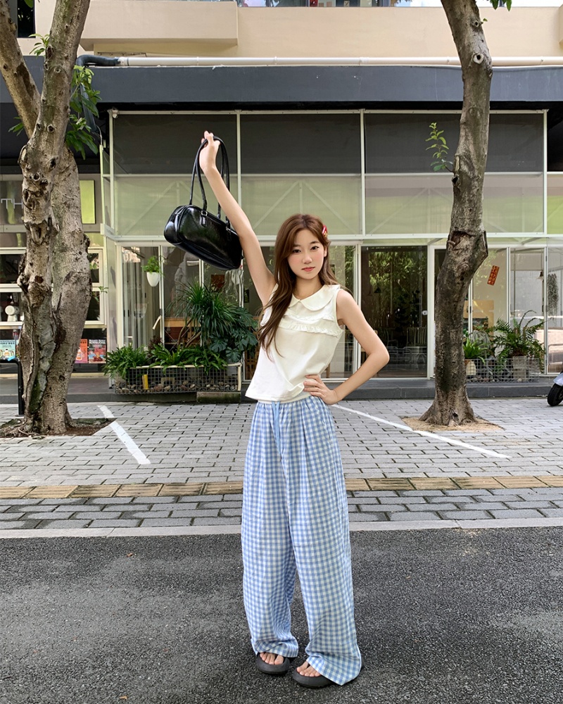 Short white small T-shirt wood ear summer vest for women