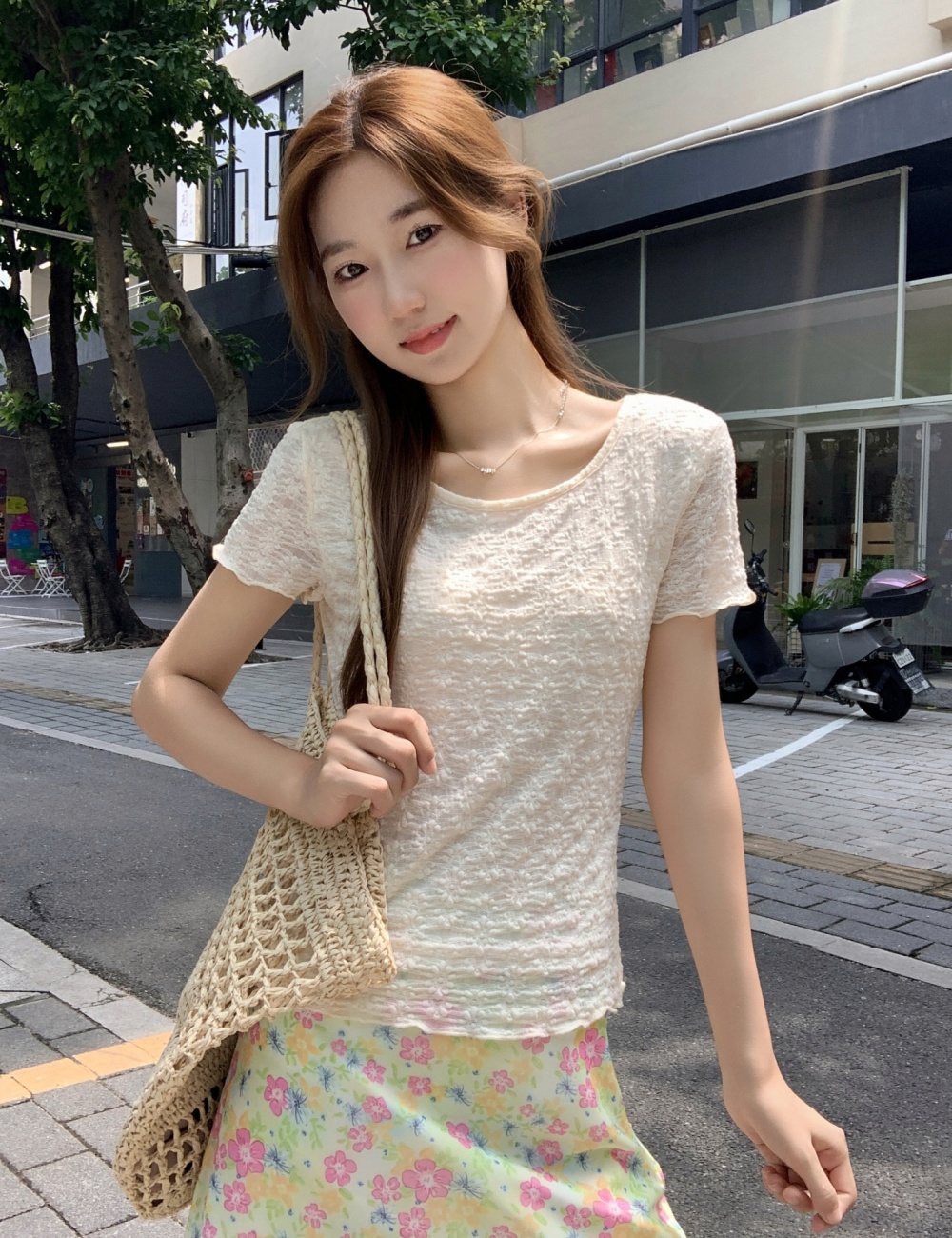Temperament tops pinched waist T-shirt for women