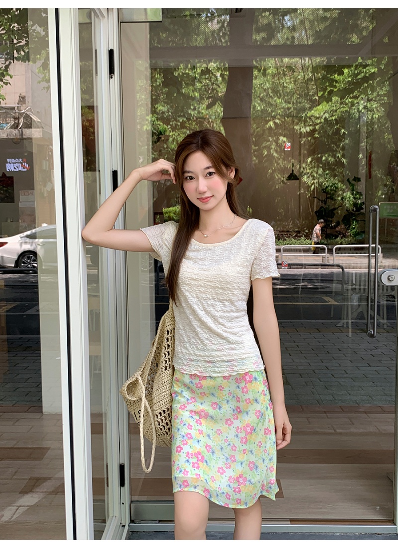 Temperament tops pinched waist T-shirt for women
