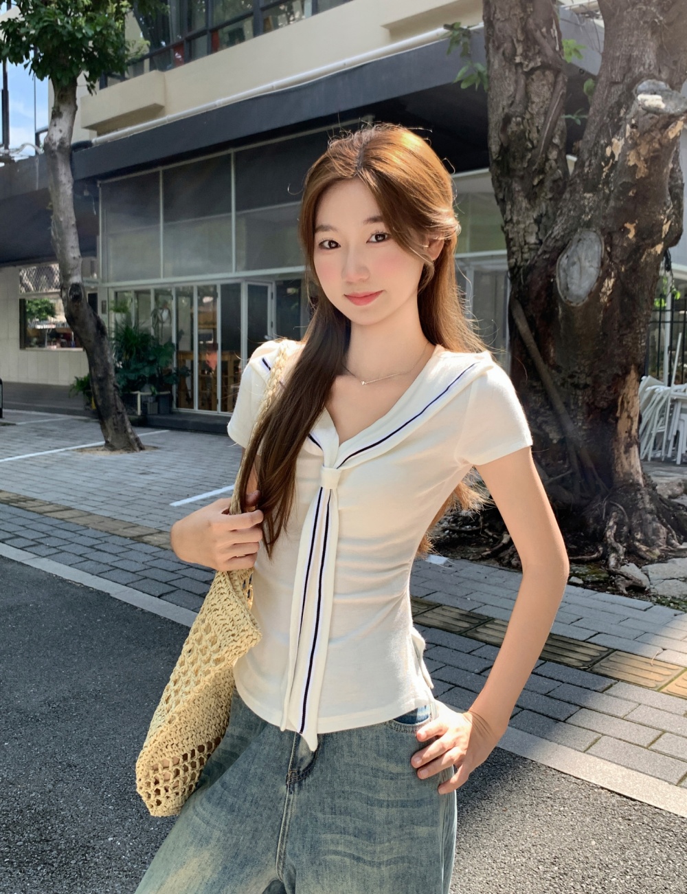 Unique summer T-shirt Pseudo-two shawl for women