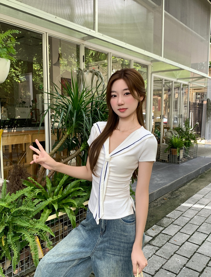 Unique summer T-shirt Pseudo-two shawl for women