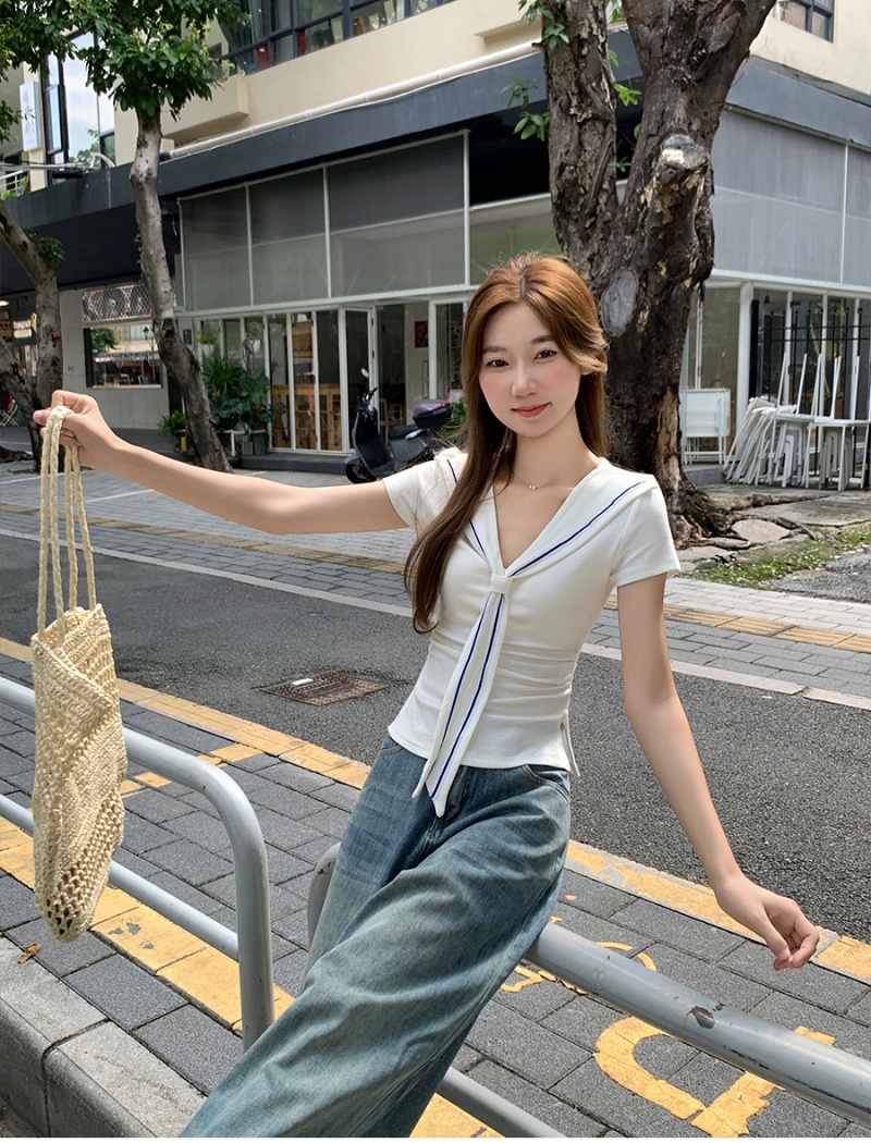Unique summer T-shirt Pseudo-two shawl for women