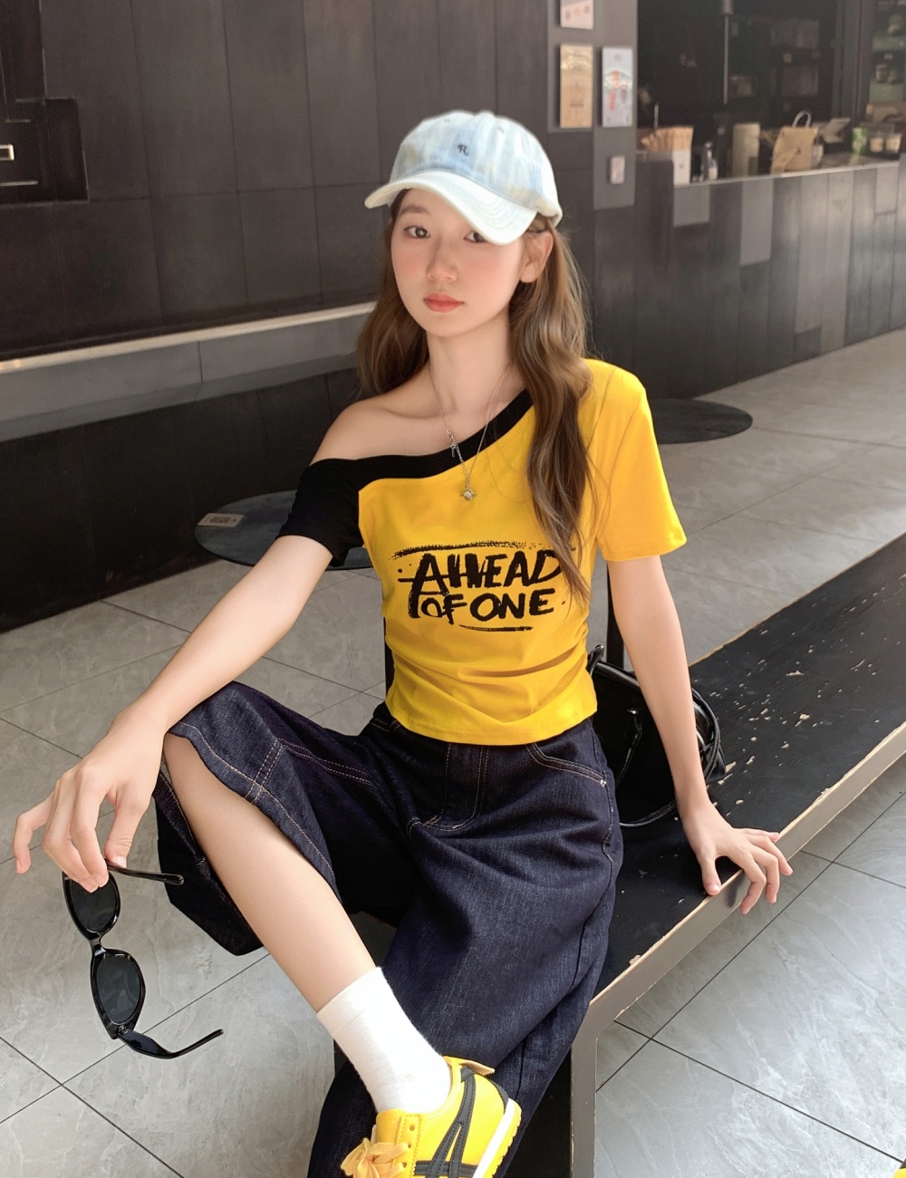 Pseudo-two T-shirt tops for women