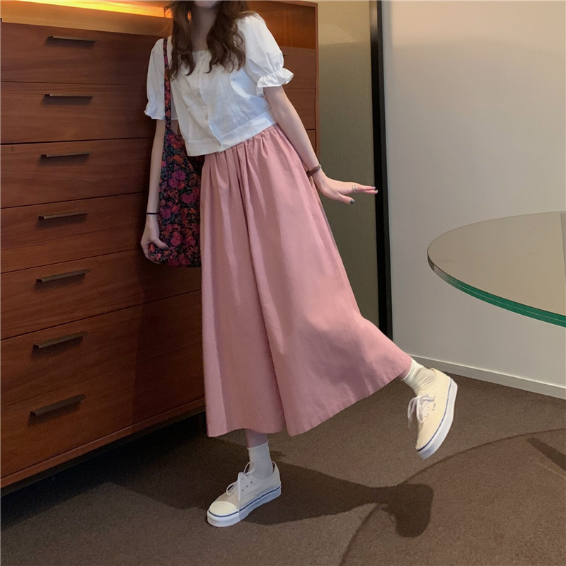 Lace loose wide leg pants square collar shirt a set