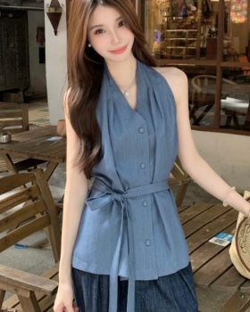 Summer halter shirt niche temperament tops for women