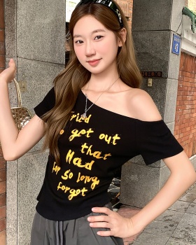 Short American style tops white T-shirt for women
