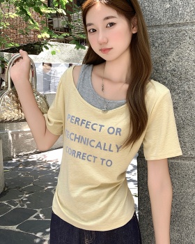 Short sleeve strapless T-shirt summer small shirt for women