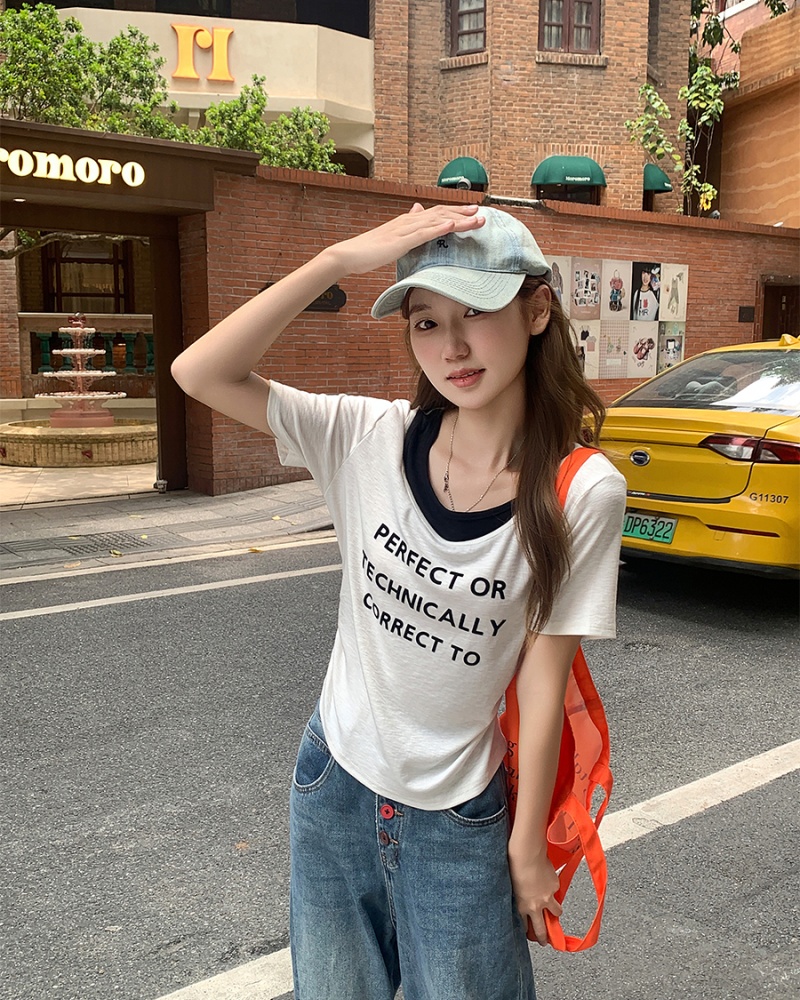 Short sleeve strapless T-shirt summer small shirt for women