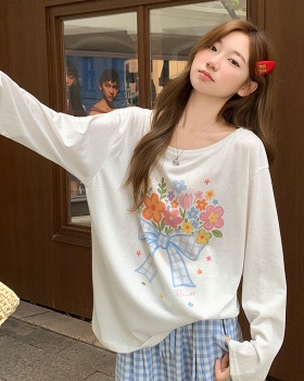 Thin loose long sleeve tops light unique smock for women