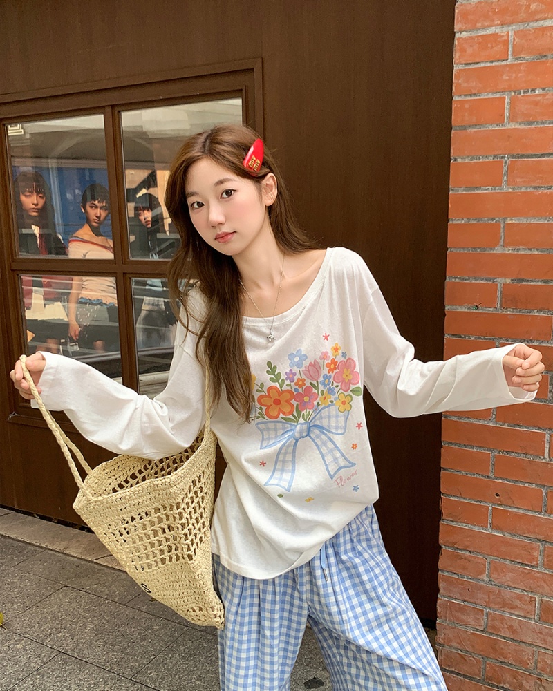Thin loose long sleeve tops light unique smock for women