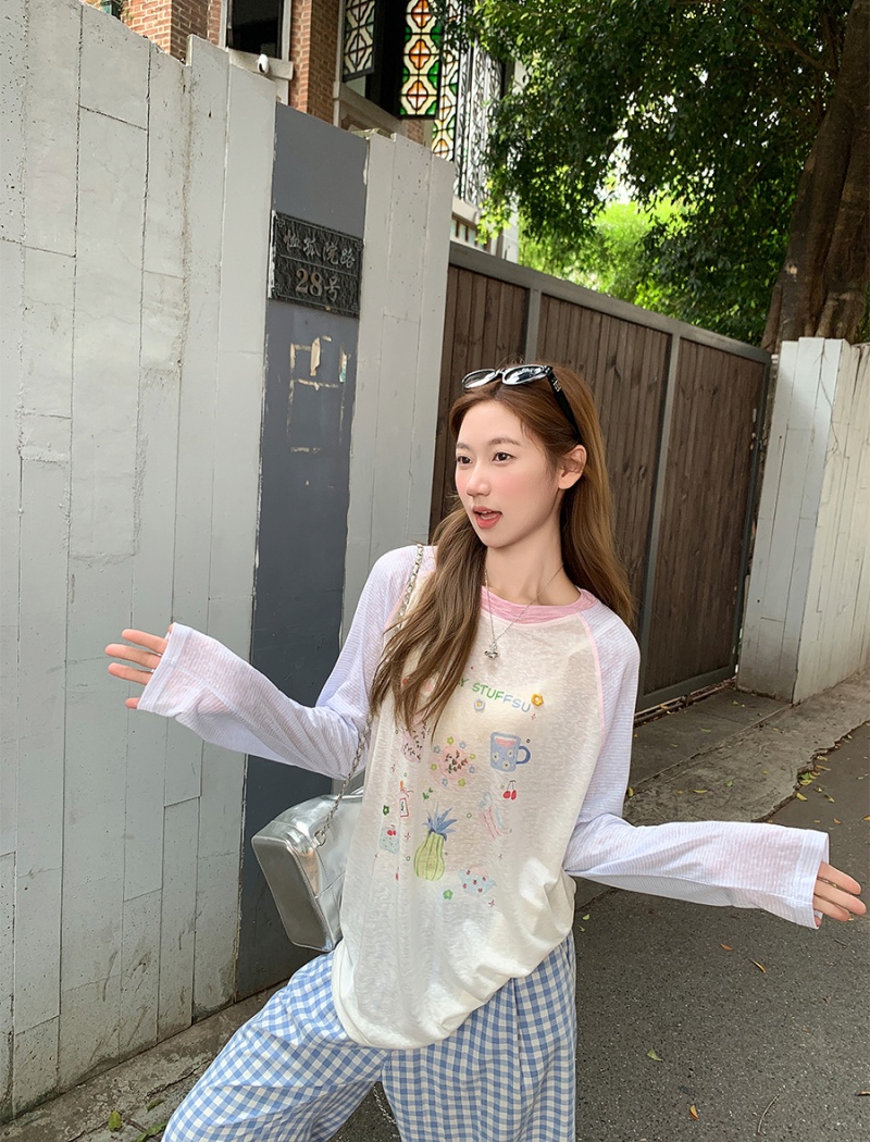 Summer slim loose shirts printing sunscreen T-shirt
