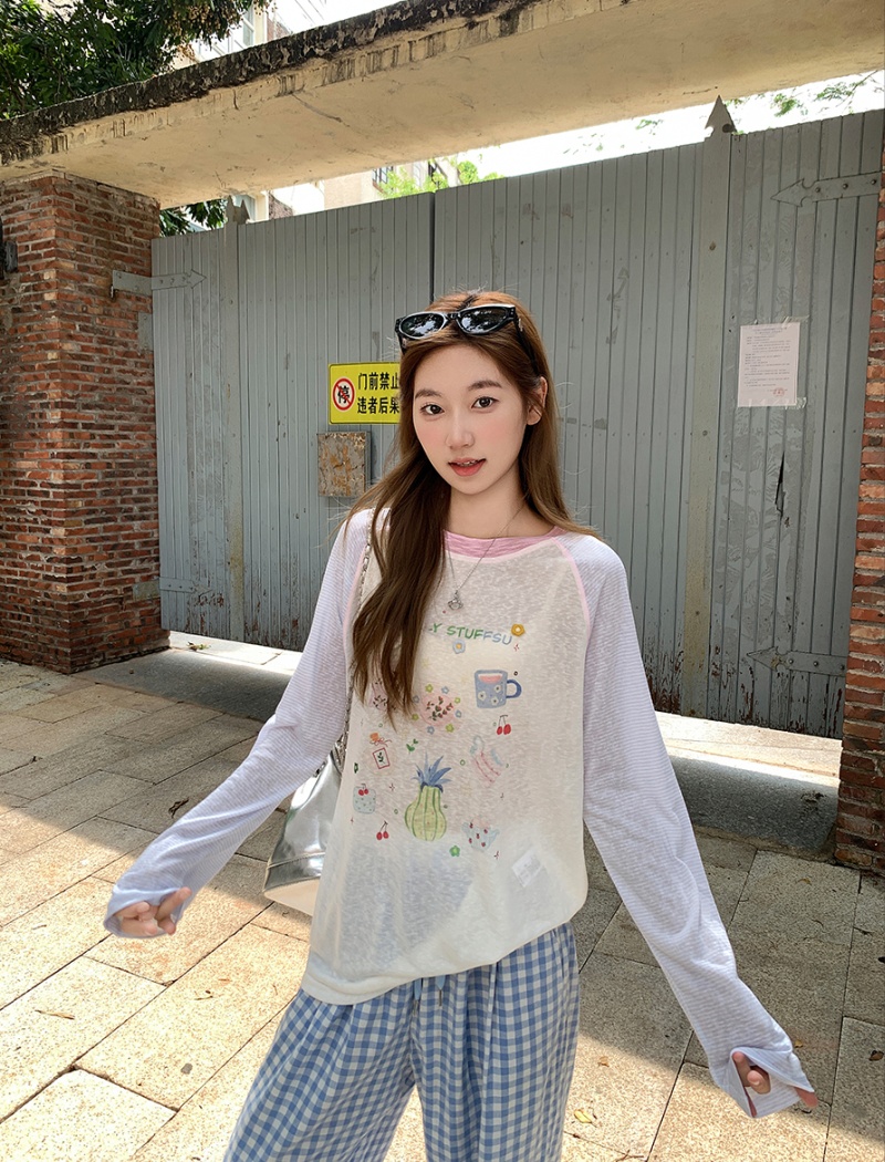 Summer slim loose shirts printing sunscreen T-shirt