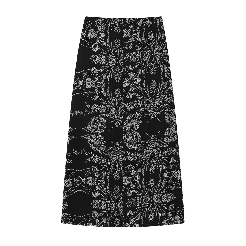 Floral A-line split colors fold skirt