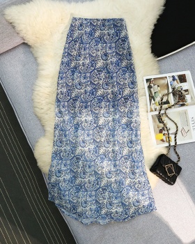 Printing mermaid blue and white porcelain skirt