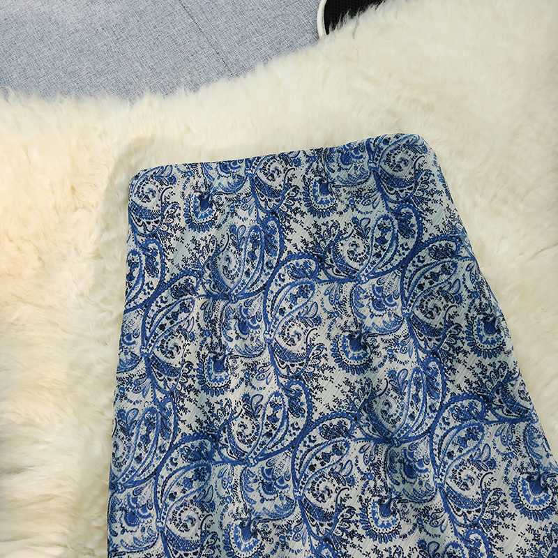 Printing mermaid blue and white porcelain skirt