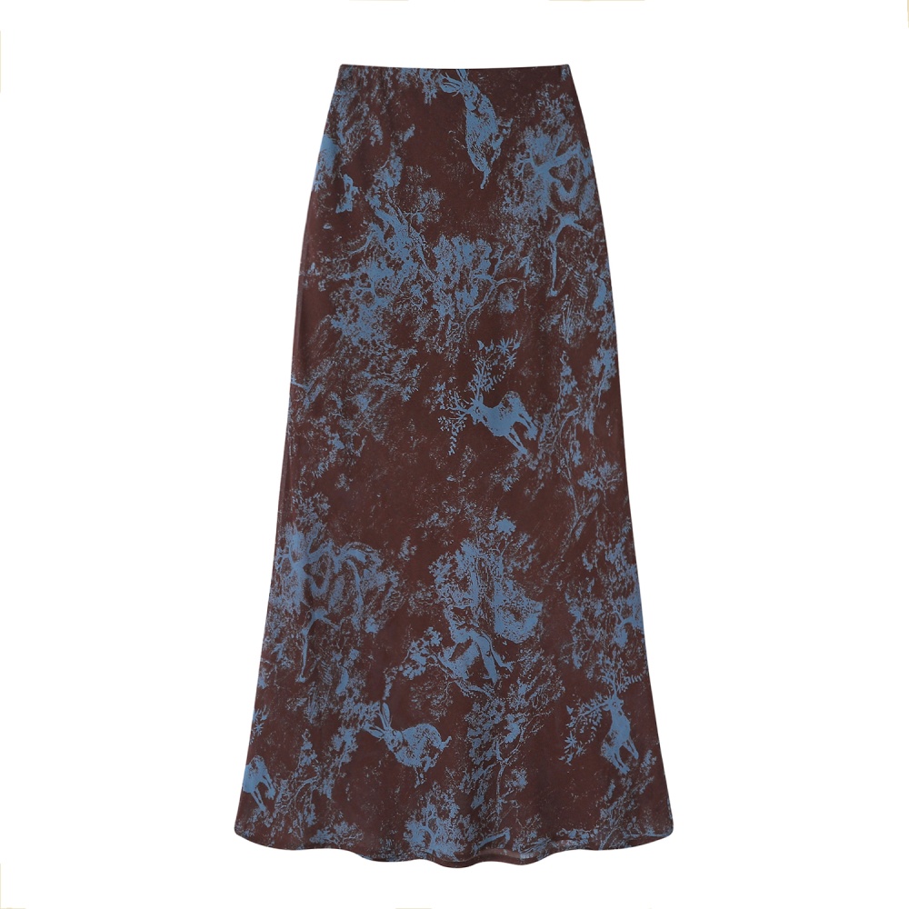 Printing blooming thin mermaid skirt