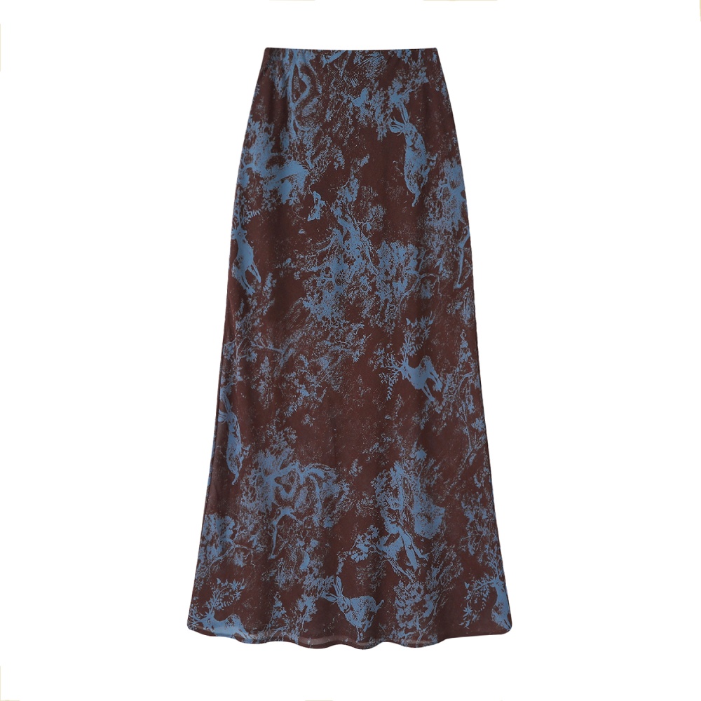 Printing blooming thin mermaid skirt