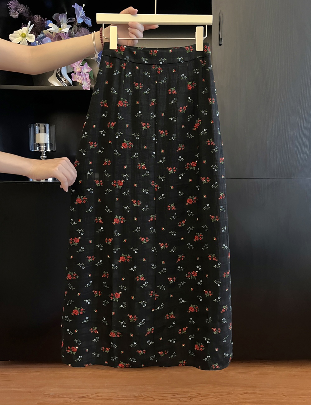 Split summer lace floral lotus leaf edges skirt