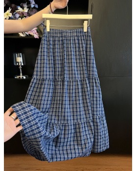 Slim plaid A-line temperament skirt for women