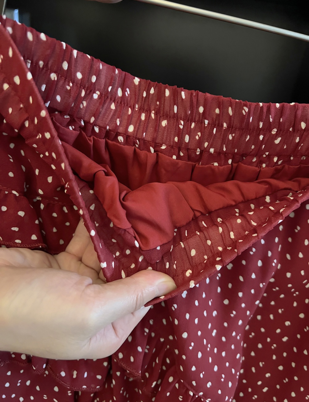 Irregular A-line long skirt polka dot skirt for women