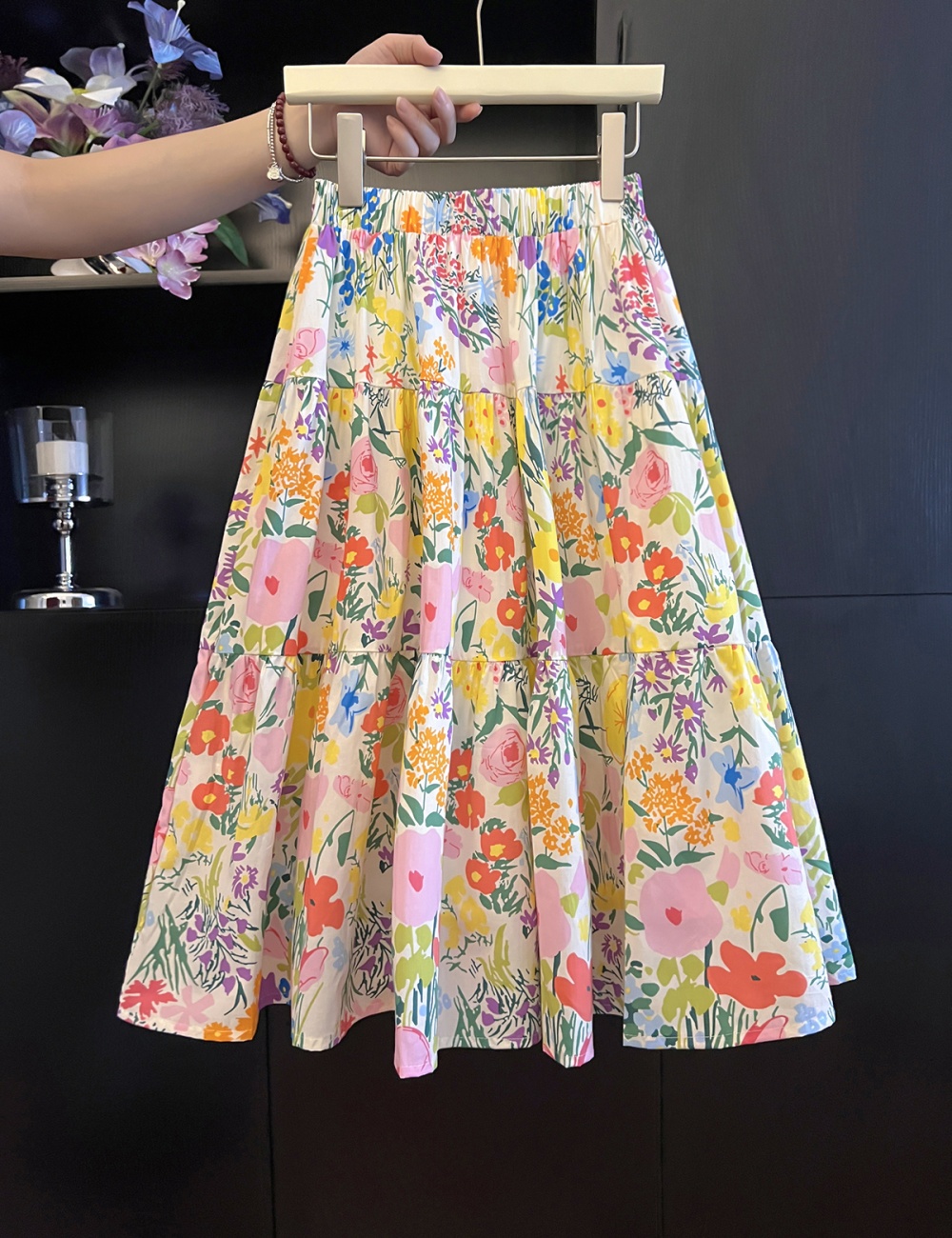 Summer flowers floral colors loose colorful skirt for women