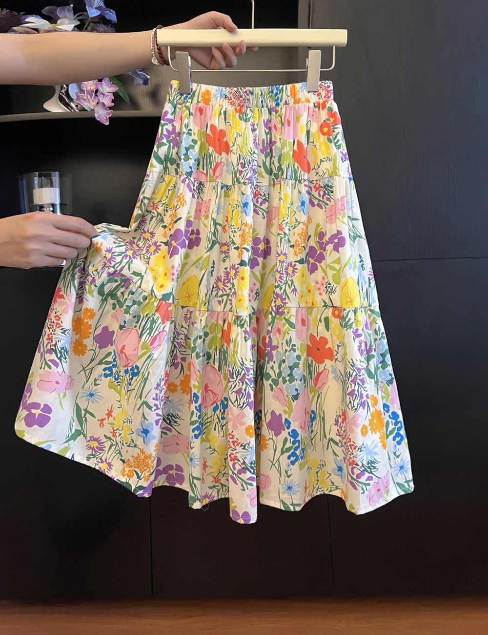 Summer flowers floral colors loose colorful skirt for women