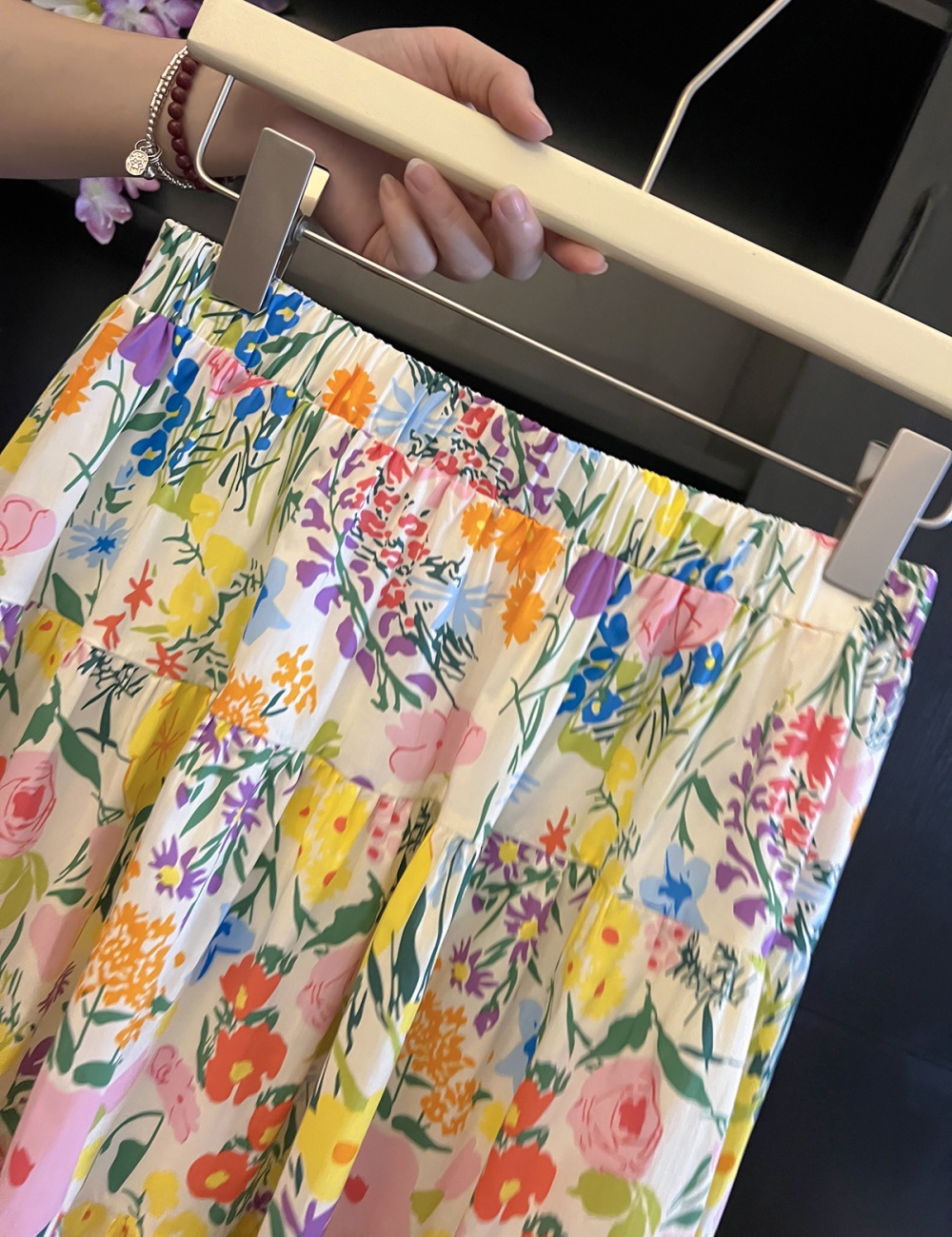 Summer flowers floral colors loose colorful skirt for women