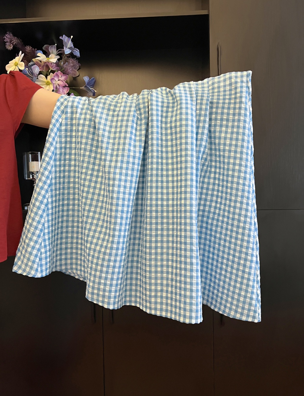 Art plaid refreshing blue summer skirt