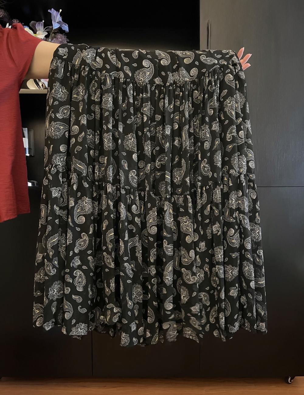 France style Casual retro elastic waist floral skirt
