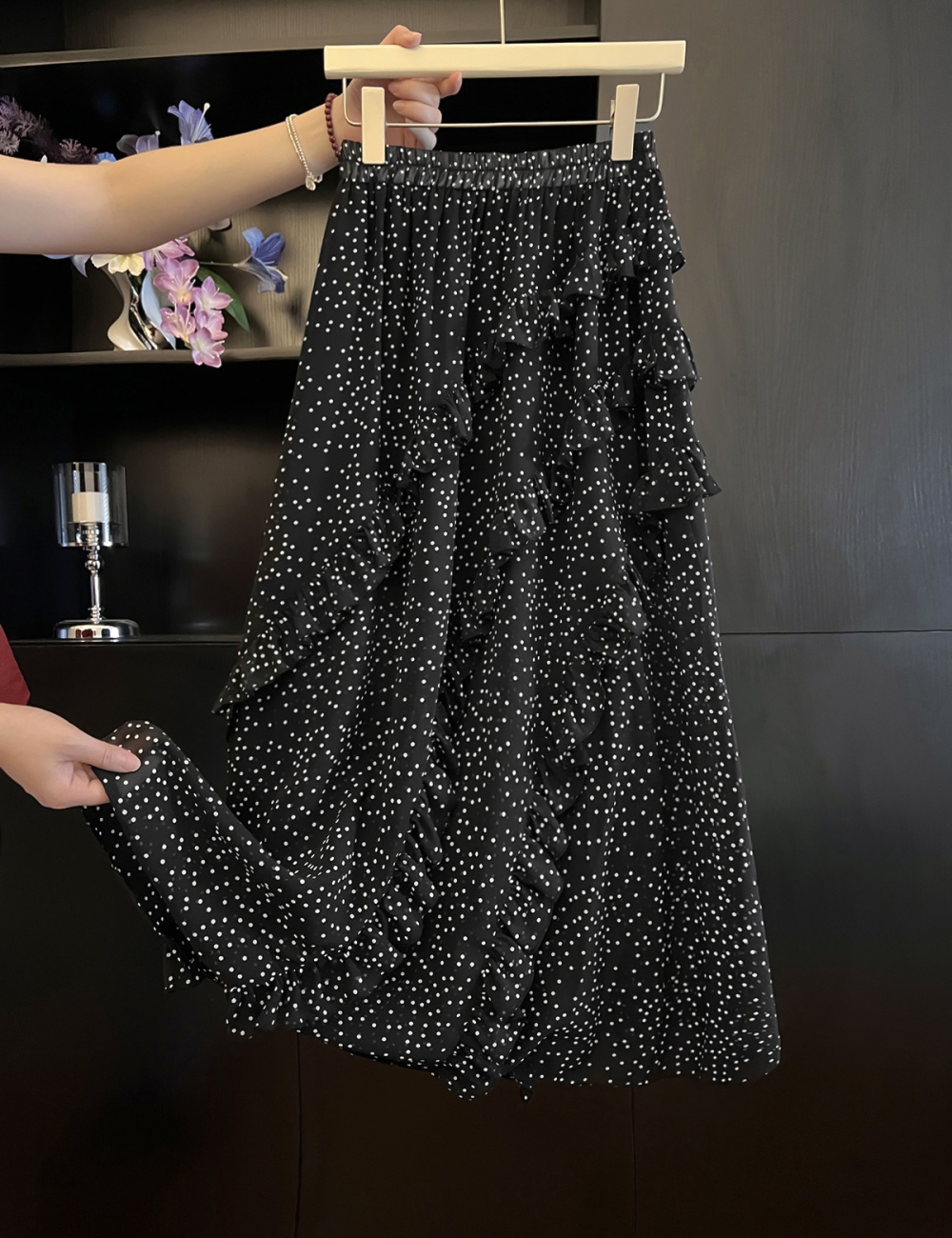 France style slim high waist vacation polka dot skirt